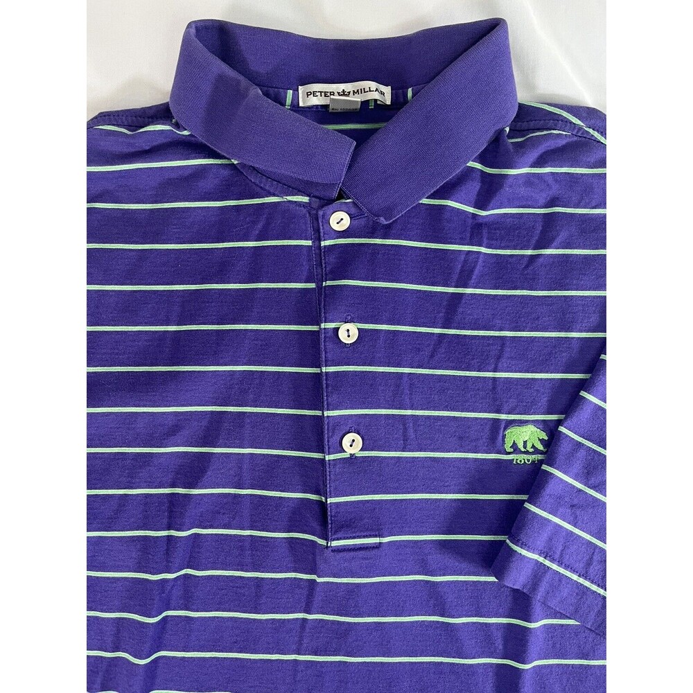 Peter Millar Men’s Golf Polo | L | Purple/Striped